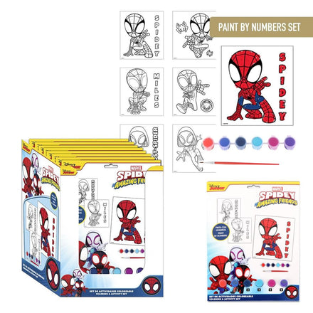 Spidey Paint by Numbers Verfset – Marvel Spidey and His Amazing Friends – 6 Pagina’s + Verf & Kwast