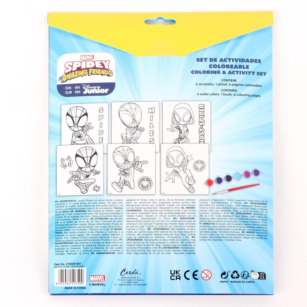 Spidey Paint by Numbers Verfset – Marvel Spidey and His Amazing Friends – 6 Pagina’s + Verf & Kwast