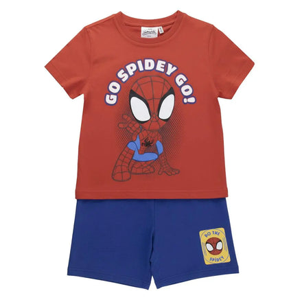 Spidey Zomerset Jongens – T-shirt en Korte Broek Set – Kinder Kledingset Zomer – Marvel Spidey Outfit – Rood Blauw