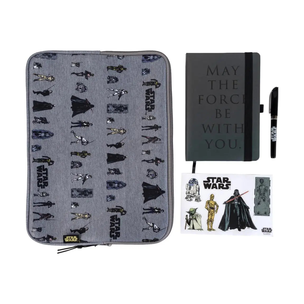 Star Wars Laptophoes Set 4-delig - Notitieboek, Pen & Stickers - Grijs