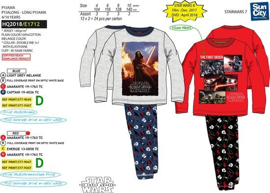 Star Wars Kylo Ren pyjama grijs