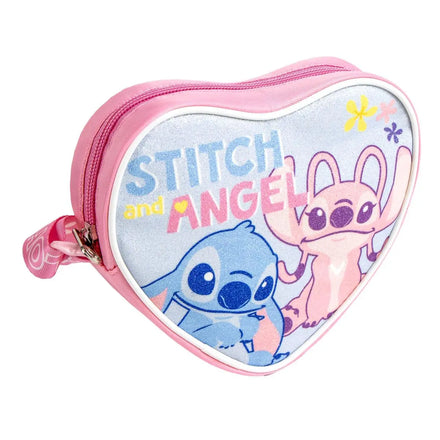 Stitch en Angel Tasje Hartvorm – Schoudertas Kinderen – Meisjes Tas Stitch Angel – Verstelbare Band