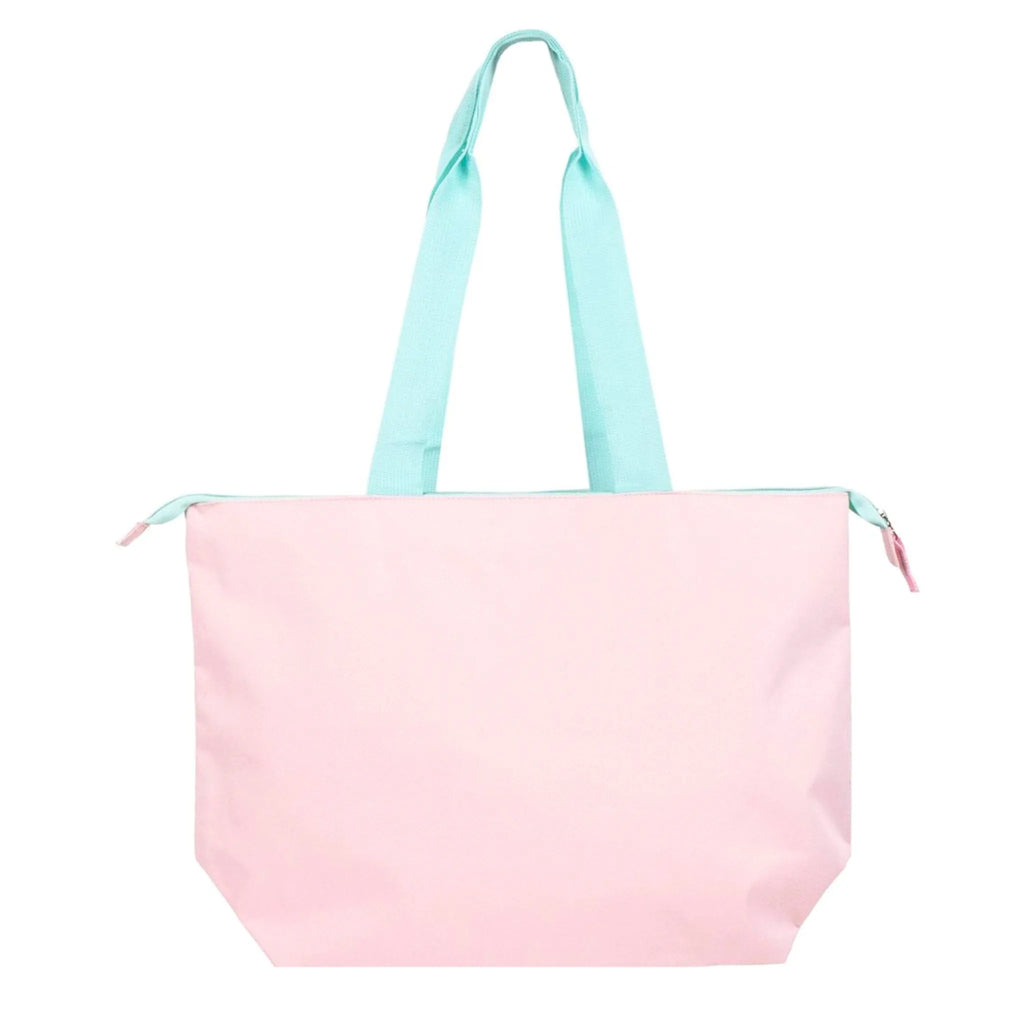 Disney Stitch Strandtas – Grote Schoudertas met Angel – Lichtroze & Blauw – Ritsvak & Binnenvak