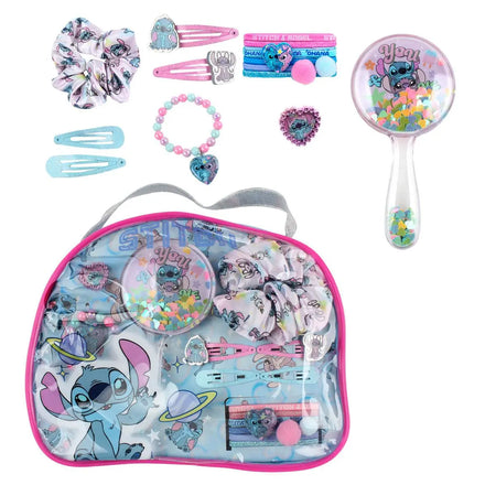 Disney Stitch Beautyset voor Meisjes – Haaraccessoires Set met Haarborstel, Scrunchie, Clips en Armband – Inclusief Opbergtas