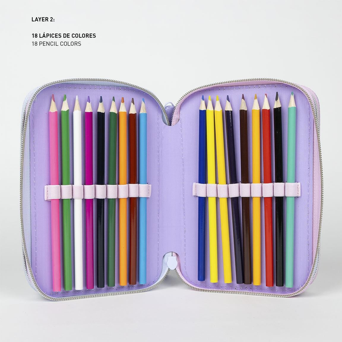 Stitch & Angel Pencil Case Kids – 3-Zipper Filled Art Set – Crafts & Drawing – Girls