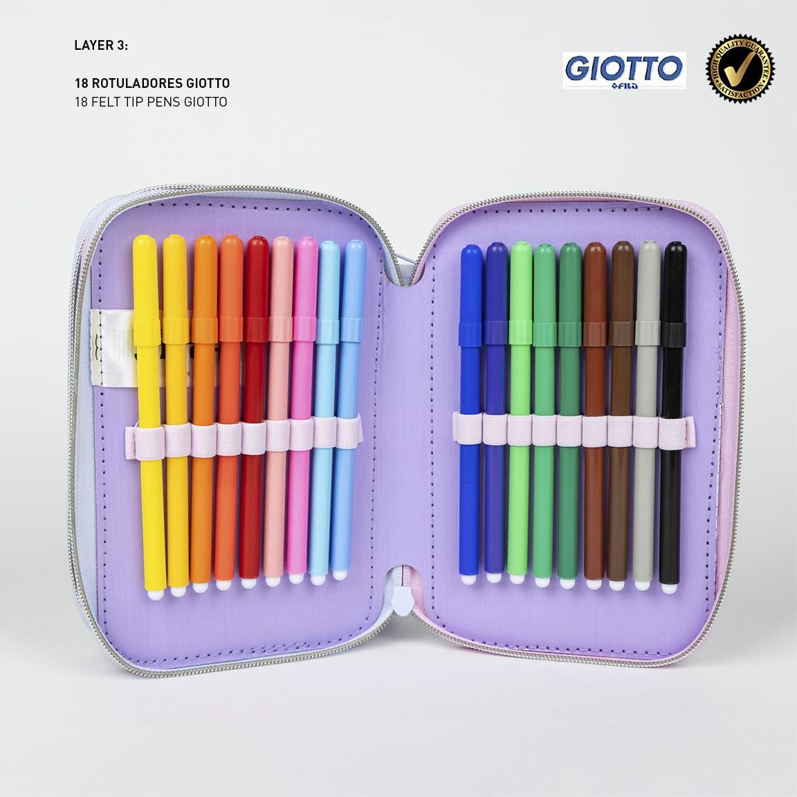 Stitch & Angel Pencil Case Kids – 3-Zipper Filled Art Set – Crafts & Drawing – Girls