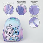Disney Stitch und Engel Rucksack Mädchen 2 Taschen - Höhe 42cm