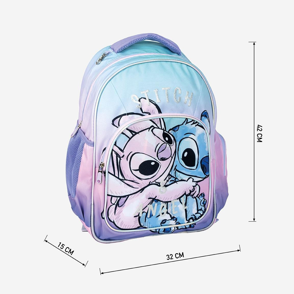 Disney Stitch und Engel Rucksack Mädchen 2 Taschen - Höhe 42cm
