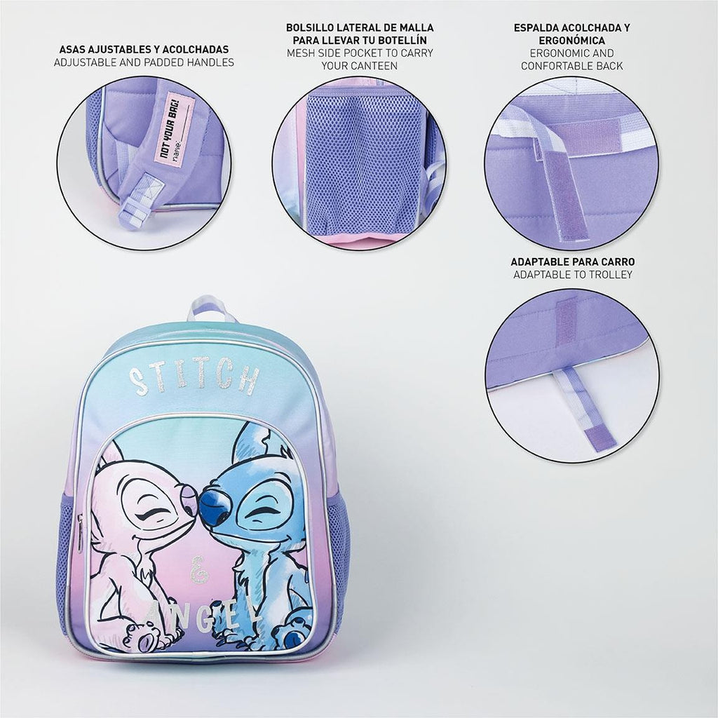 Disney Stitch & Angel Rucksack Mädchen 2 Taschen - Höhe 38cm