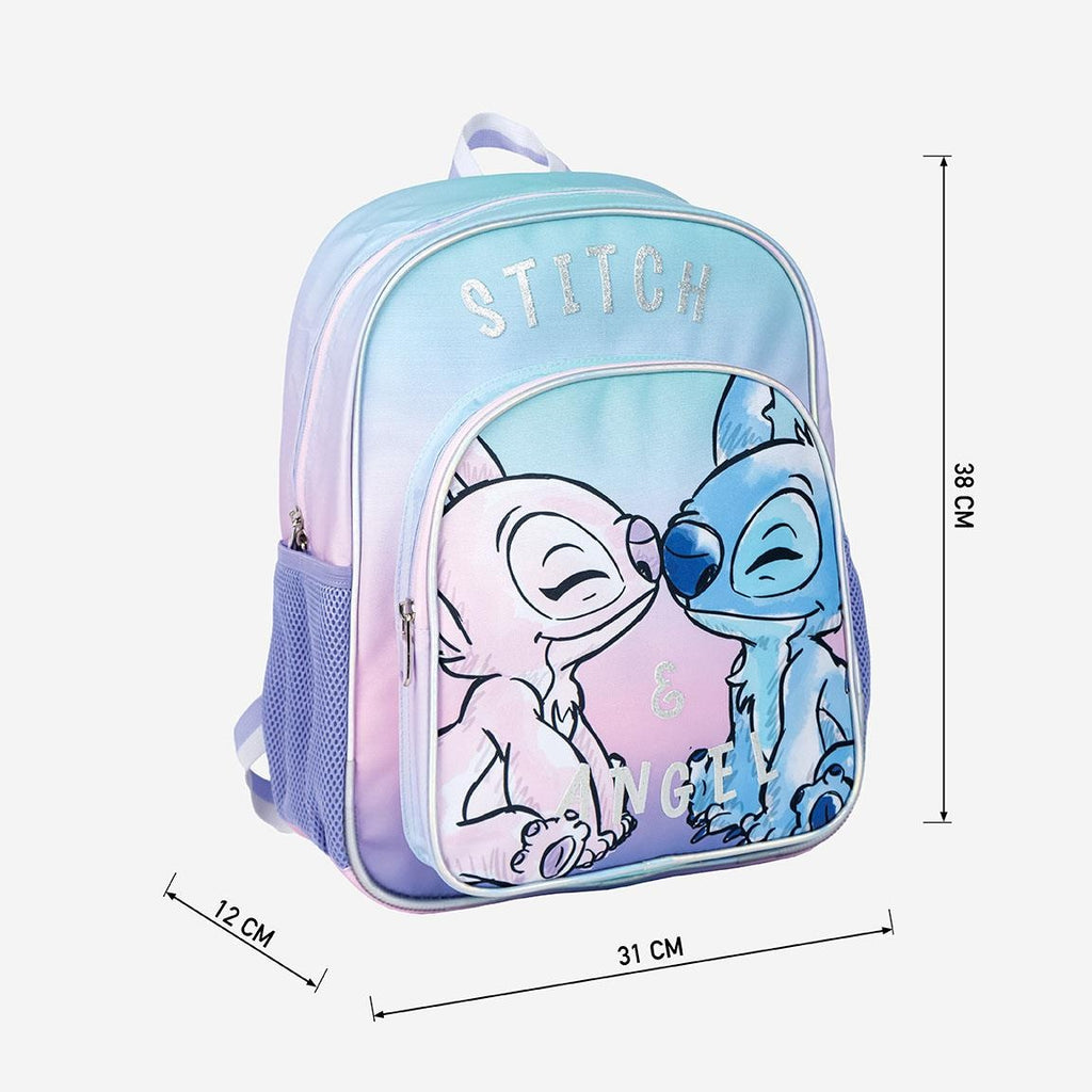 Disney Stitch & Angel Rucksack Mädchen 2 Taschen - Höhe 38cm