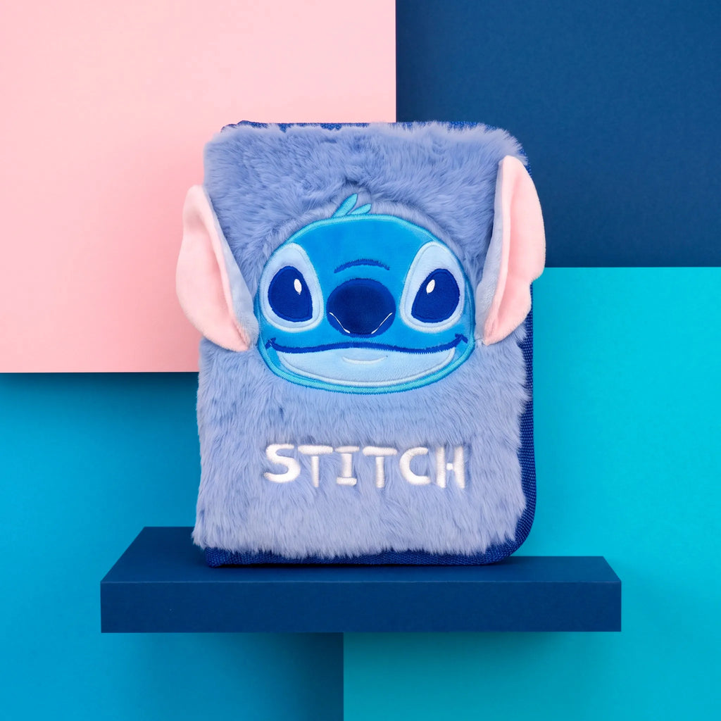 Stitch Stuffed Fluffy Pencil Case - 1 Zipper Pencil Case with School Supplies - Plush Pencil Case - Official Disney Stitch Merchandise