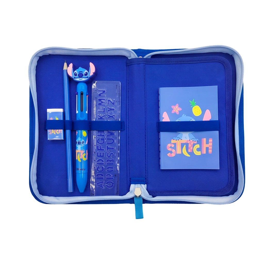 Stitch Stuffed Fluffy Pencil Case - 1 Zipper Pencil Case with School Supplies - Plush Pencil Case - Official Disney Stitch Merchandise