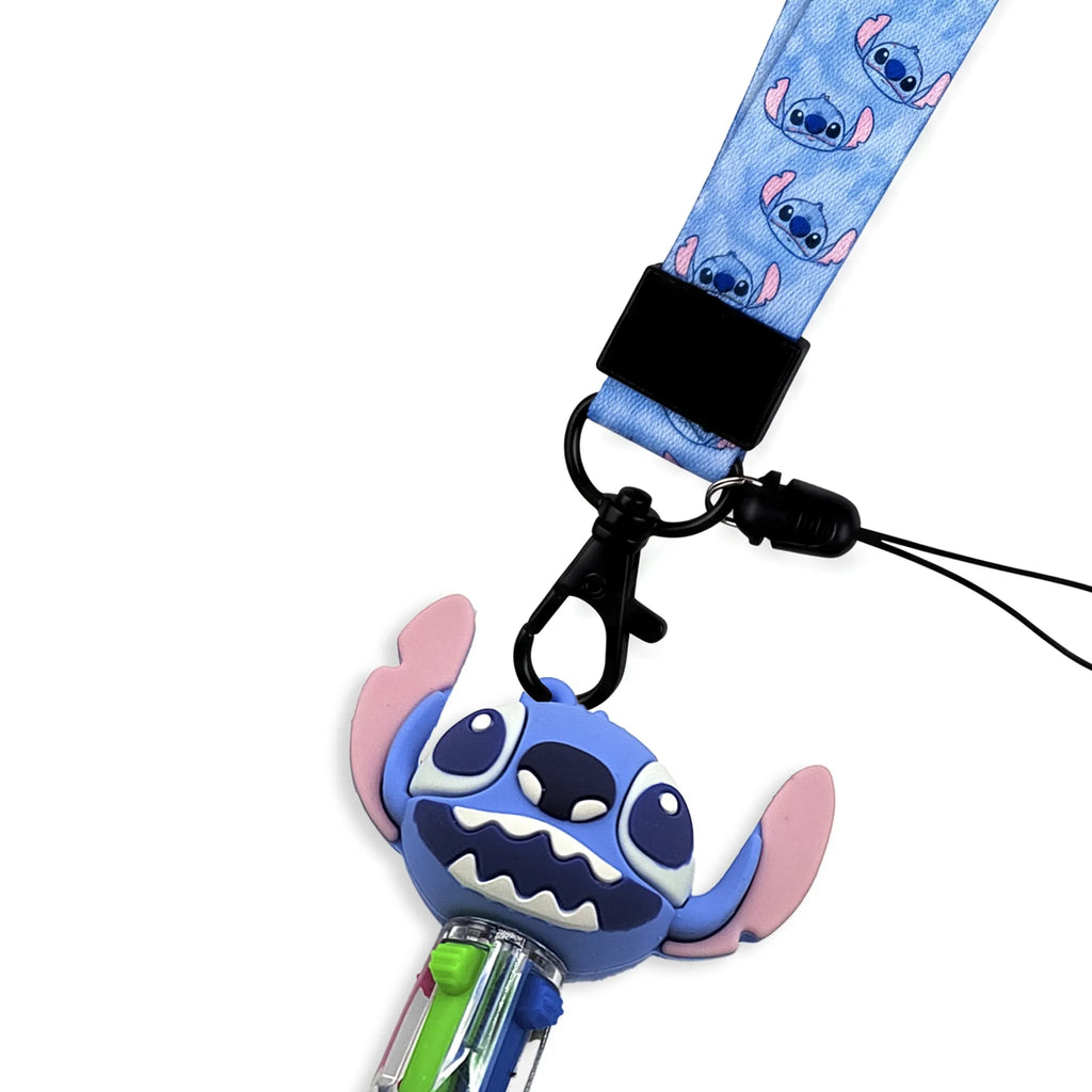 Disney Stitch Schrijfwarenset - 4-Kleurenpen, Etui en Keycord