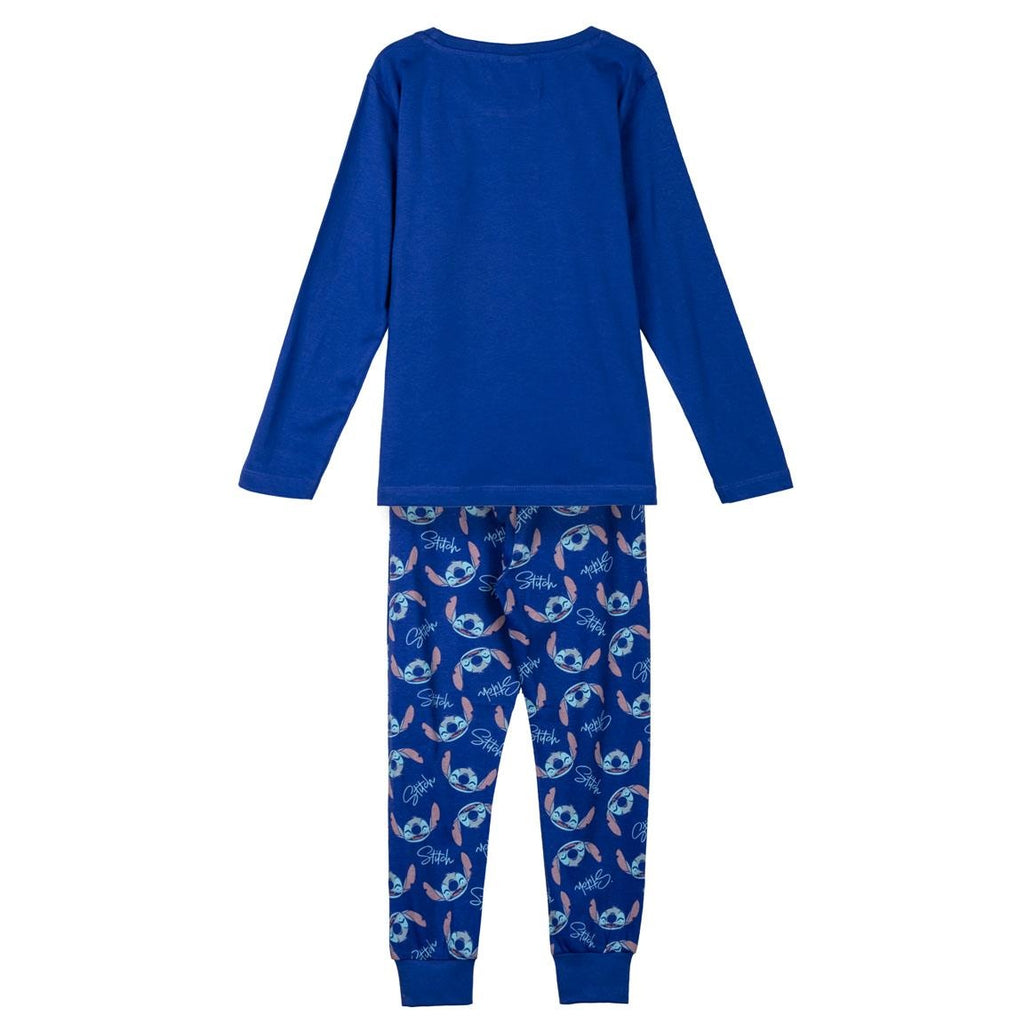 Disney Stitch Pyjama Jongens – 100% Katoen – Blauwe Kinderpyjama met Lange Mouwen