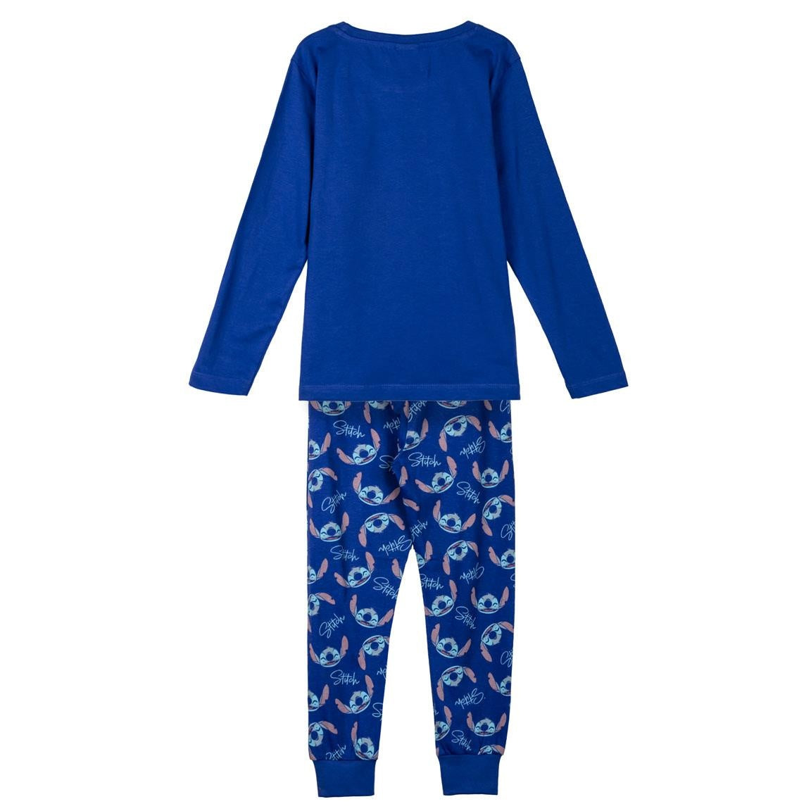 Disney Stitch Pyjama Jongens – 100% Katoen – Blauwe Kinderpyjama met Lange Mouwen