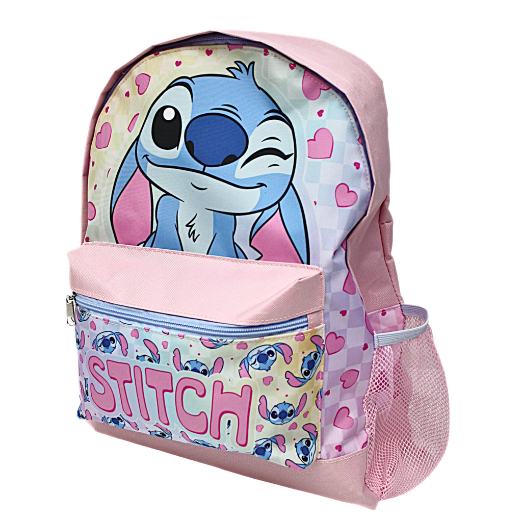 Disney Stitch Rugzak Set - Schoolrugzak met Lunchtas, Drinkfles & Etui - Roze