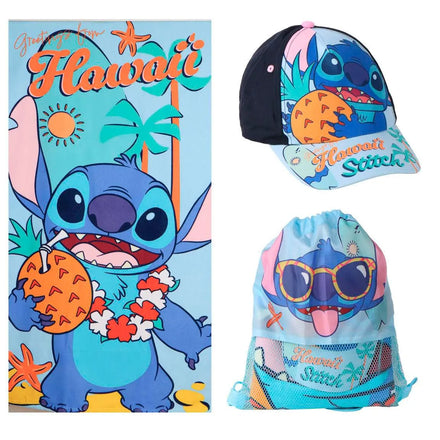 Disney Stitch Strandset – Strandlaken, Zwemtas en Pet – Hawaii Stitch – Zomer Strand Accessoires Kind
