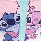 Disney Stitch Strandtas – Grote Schoudertas met Angel – Lichtroze & Blauw – Ritsvak & Binnenvak
