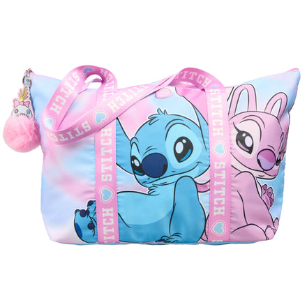 Stitch weekendtas meisjes – grote schoudertas met Stitch en Angel – roze blauw tas met rits