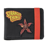 Stranger Things Portemonnee – Zwarte Fan Portemonnee met Demogorgon Patch & Rood Elastiek