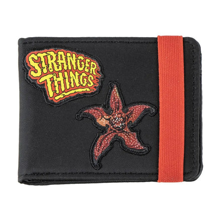Stranger Things Portemonnee – Zwarte Fan Portemonnee met Demogorgon Patch & Rood Elastiek