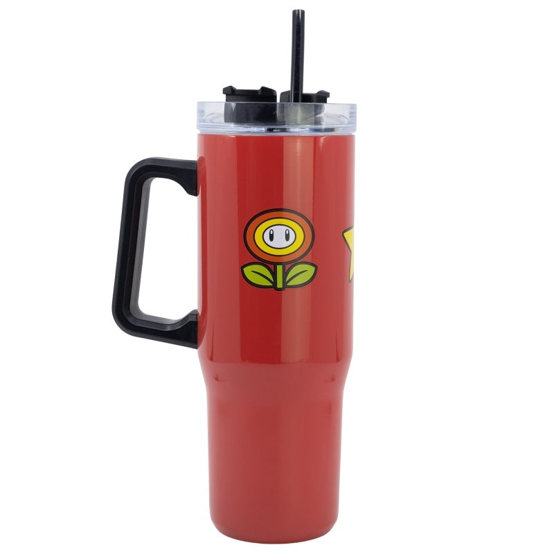 Super Mario Tumbler 940ml – RVS | Met Rietje & Handvat | Geïsoleerd