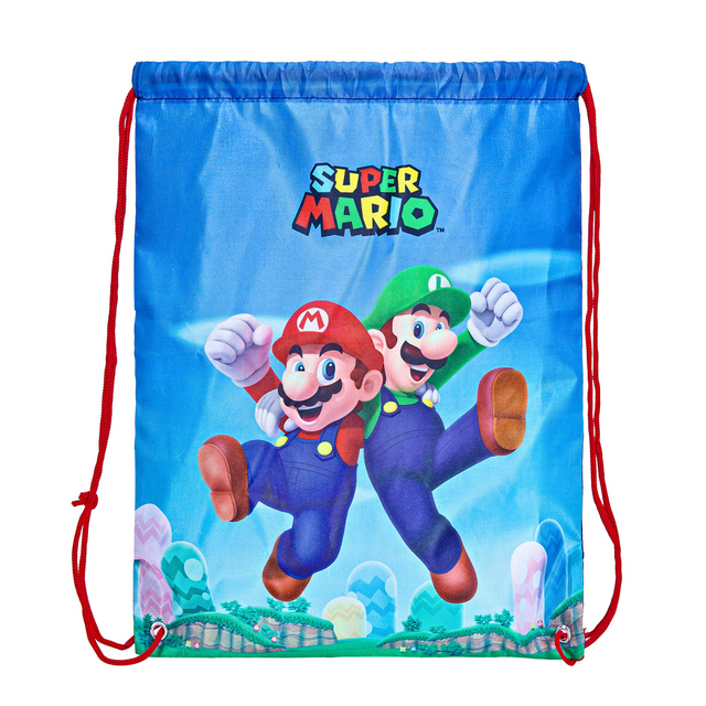 Super Mario Turnbeutel Kinder – Schwimmtasche Jungen – Mario & Luigi – 40x31 cm – Kordelzug