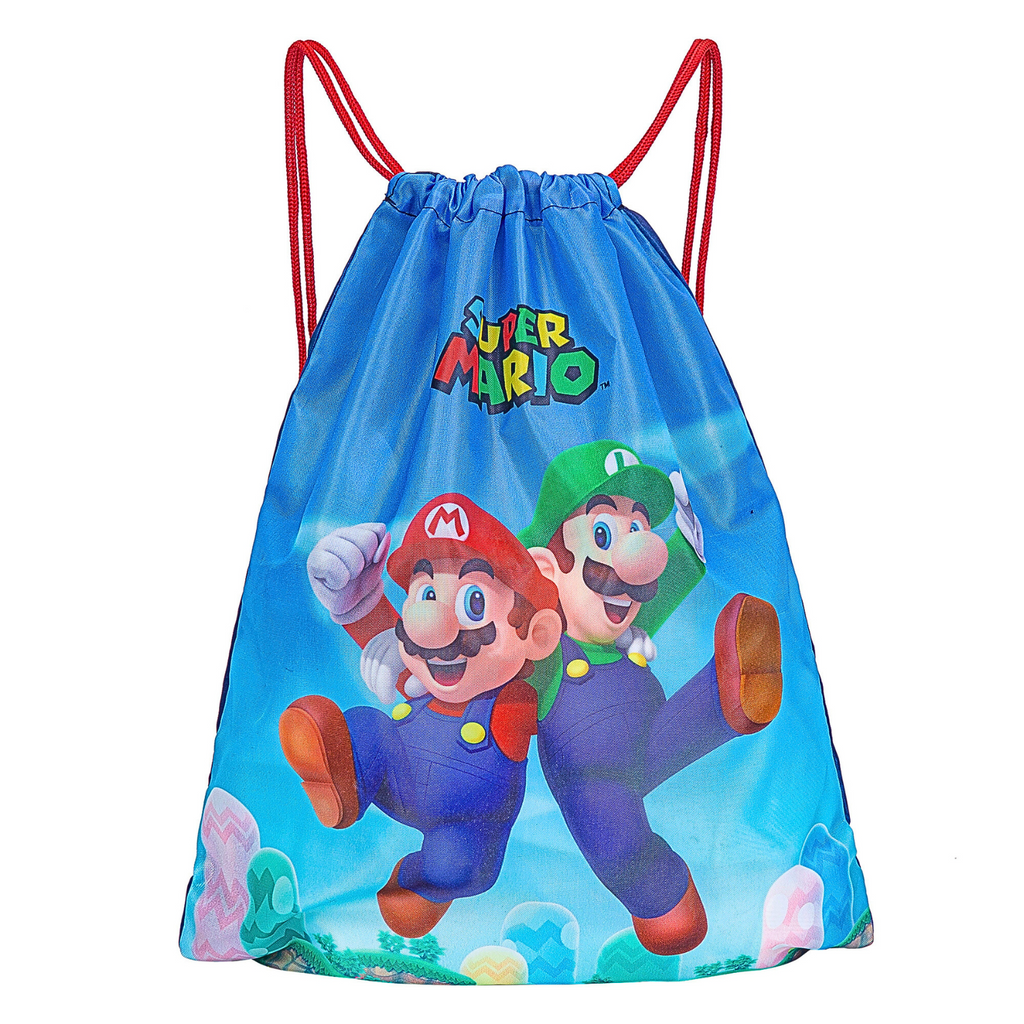 Super Mario Drawstring Bag for Kids – Swim Bag Boys – Mario & Luigi – 40x31 cm – Cinch Closure