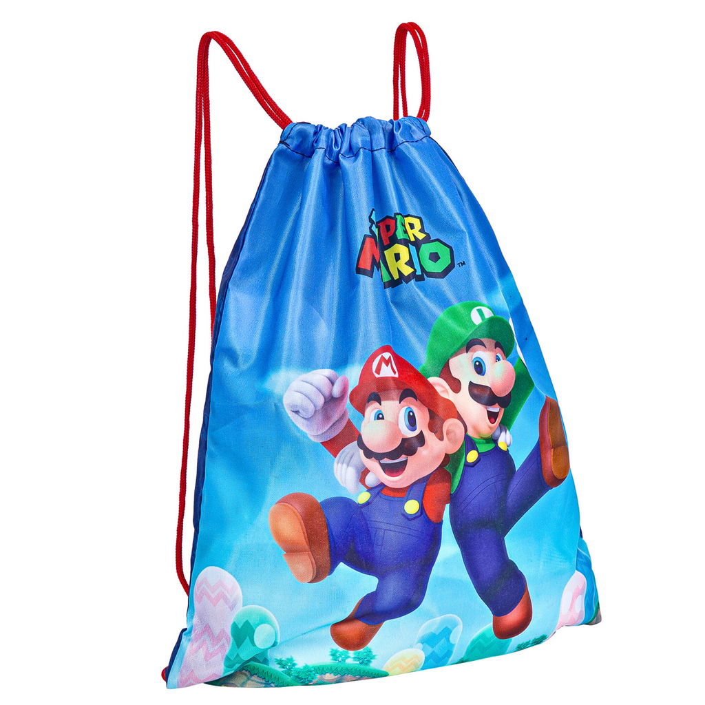 Super Mario Drawstring Bag for Kids – Swim Bag Boys – Mario & Luigi – 40x31 cm – Cinch Closure
