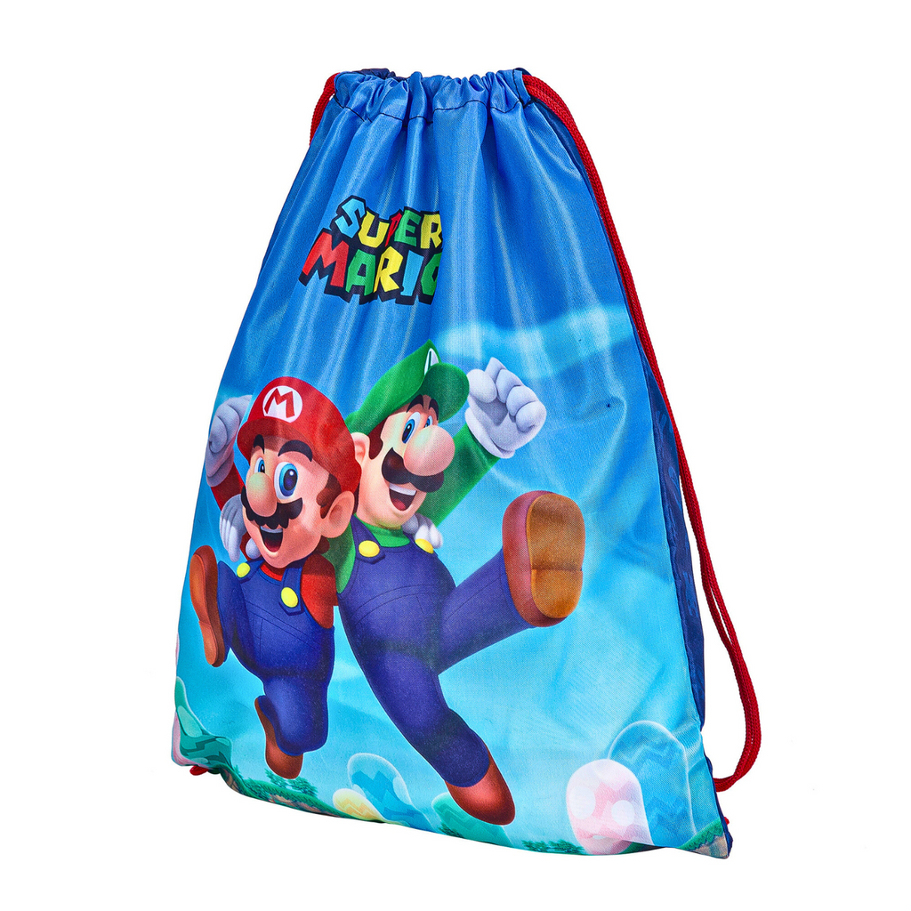 Super Mario Drawstring Bag for Kids – Swim Bag Boys – Mario & Luigi – 40x31 cm – Cinch Closure