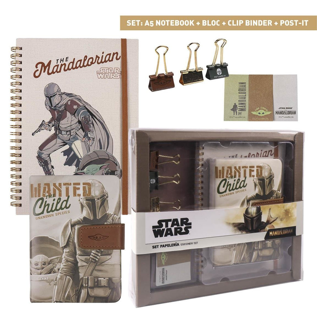 Star Wars The Mandalorian Stationery Set - A5 Notitieboek met Klembord en Sticky Notes
