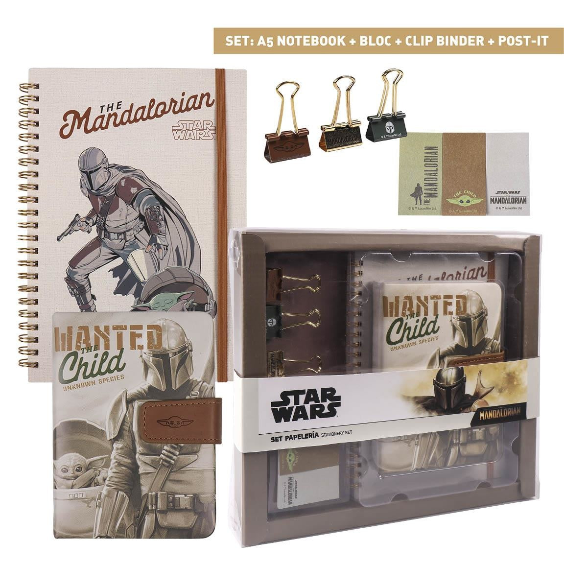 Star Wars The Mandalorian Stationery Set - A5 Notitieboek met Klembord en Sticky Notes