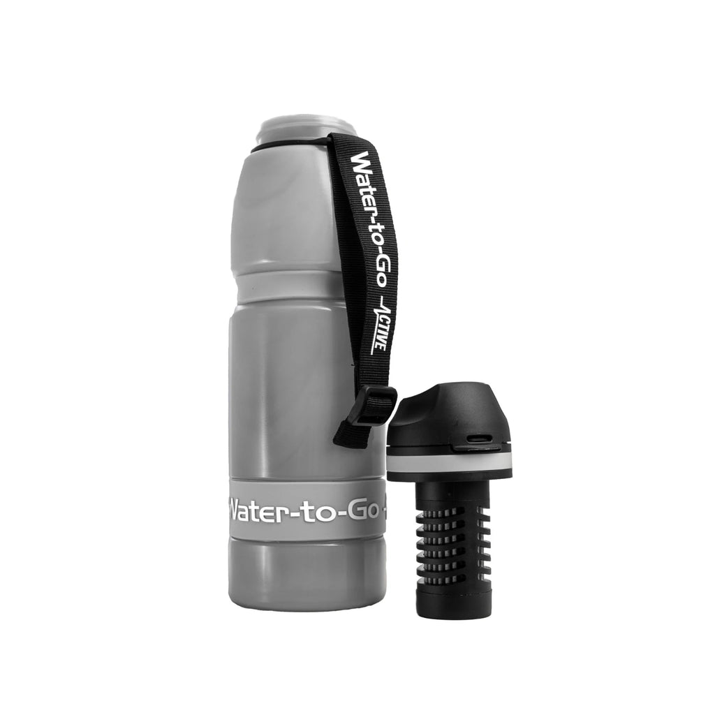 Water-to-Go Active Waterfles 1L Grijs – Met Filter – Verwijdert 99,9999% Bacteriën & Virussen – Duurzame Outdoor Fles