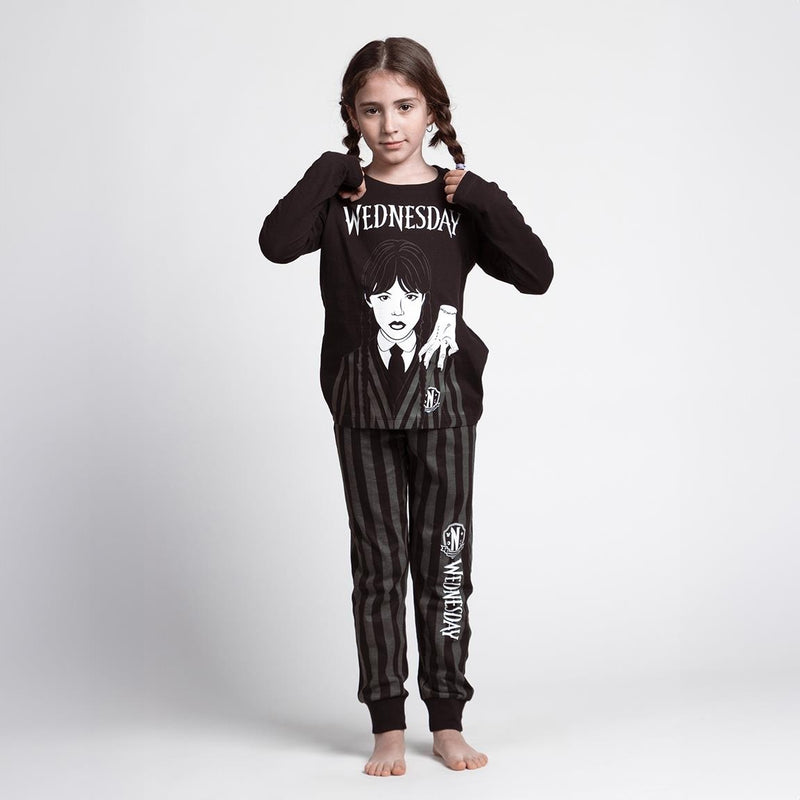 Wednesday Pyjama Meisjes 100% Katoen Zwart